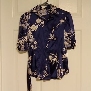 Bebe silk top with fabric belt